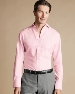 Outlet Charles Tyrwhitt Spread Collar Non-Iron Mayfair Weave Shirt - Pink
