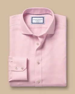 Outlet Charles Tyrwhitt Spread Collar Non-Iron Mayfair Weave Shirt - Pink