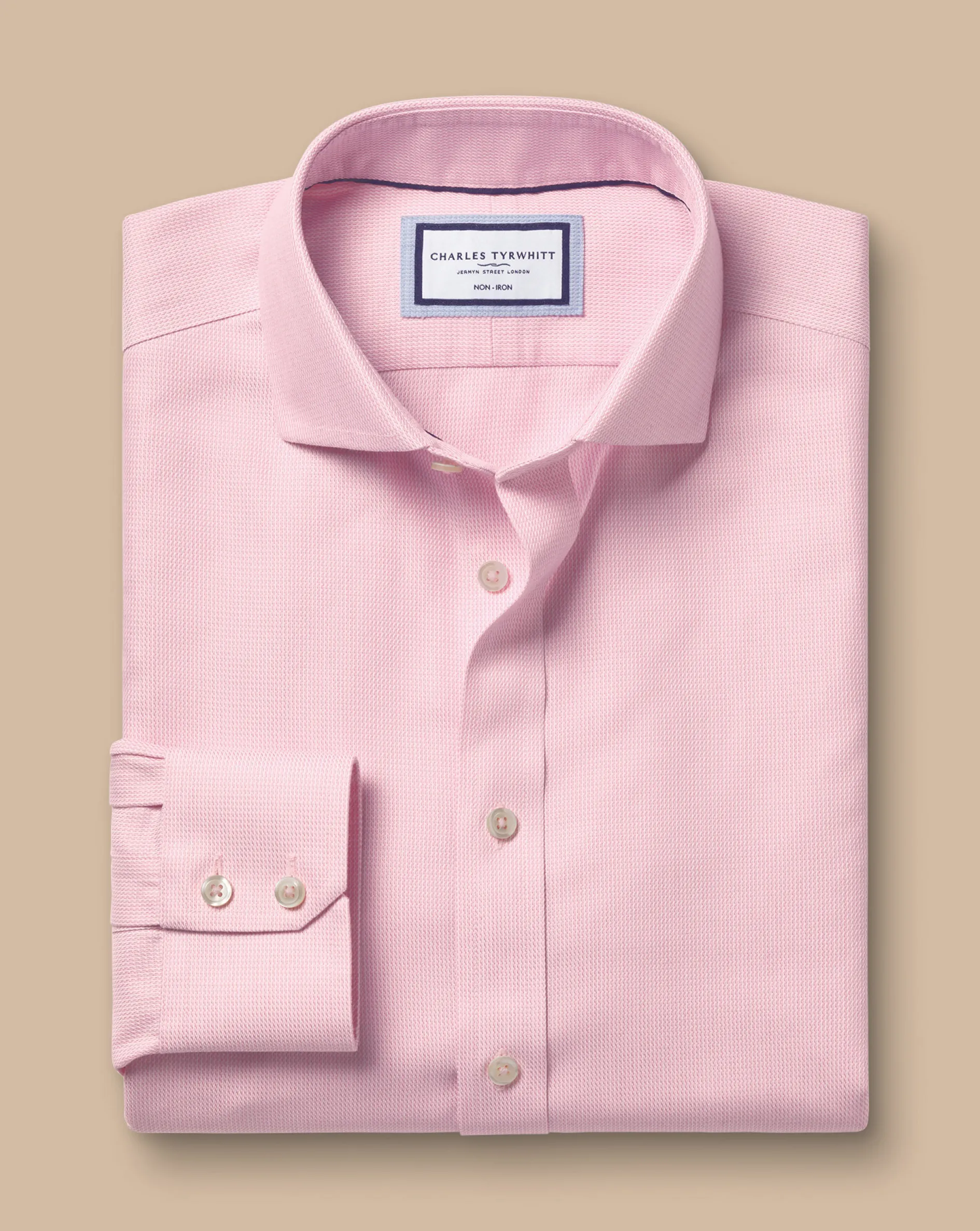 Outlet Charles Tyrwhitt Spread Collar Non-Iron Mayfair Weave Shirt - Pink