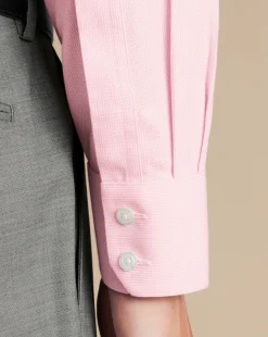 Outlet Charles Tyrwhitt Spread Collar Non-Iron Mayfair Weave Shirt - Pink