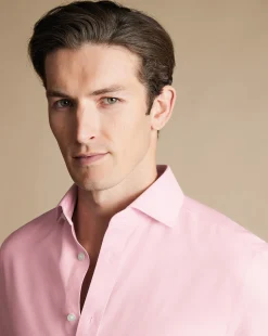 Outlet Charles Tyrwhitt Spread Collar Non-Iron Mayfair Weave Shirt - Pink