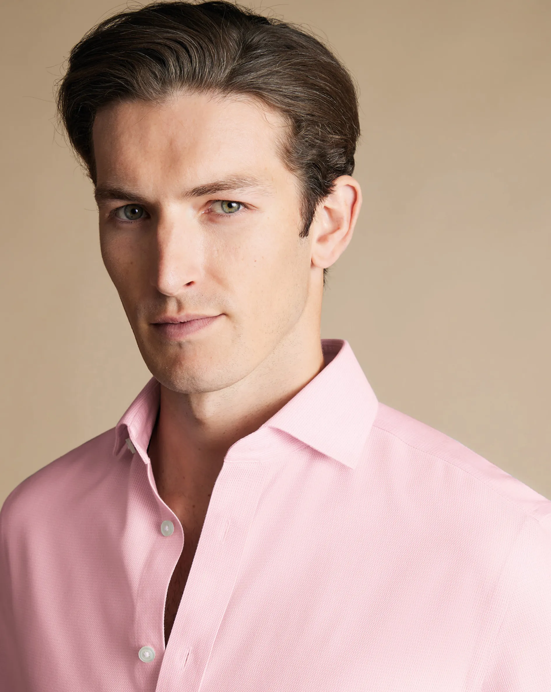 Outlet Charles Tyrwhitt Spread Collar Non-Iron Mayfair Weave Shirt - Pink