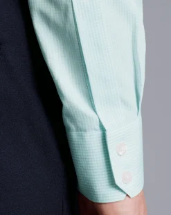 Best Sale Charles Tyrwhitt Spread Collar Non-Iron Mini Gingham Check Shirt - Green Aqua