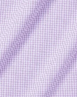 Best Charles Tyrwhitt Spread Collar Non-Iron Mini Gingham Check Shirt - Mauve Purple