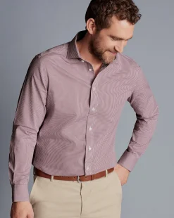 Best Sale Charles Tyrwhitt Spread Collar Non-Iron Mini Gingham Check Shirt - Claret Pink