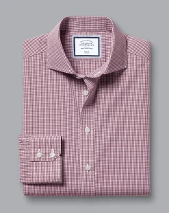 Best Sale Charles Tyrwhitt Spread Collar Non-Iron Mini Gingham Check Shirt - Claret Pink