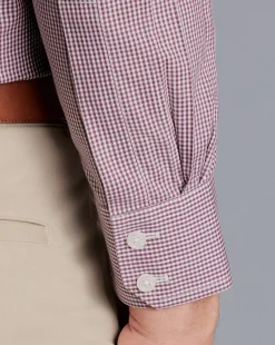 Best Sale Charles Tyrwhitt Spread Collar Non-Iron Mini Gingham Check Shirt - Claret Pink
