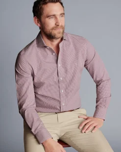 Best Sale Charles Tyrwhitt Spread Collar Non-Iron Mini Gingham Check Shirt - Claret Pink