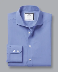 New Charles Tyrwhitt Spread Collar Non-Iron Poplin Shirt - Ocean Blue