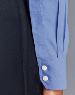 New Charles Tyrwhitt Spread Collar Non-Iron Poplin Shirt - Ocean Blue