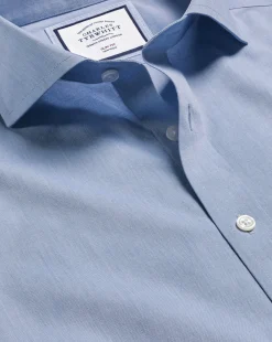 Store Charles Tyrwhitt Spread Collar Non-Iron Poplin Shirt - Steel Blue