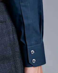 Store Charles Tyrwhitt Spread Collar Non-Iron Poplin Shirt - Petrol Blue