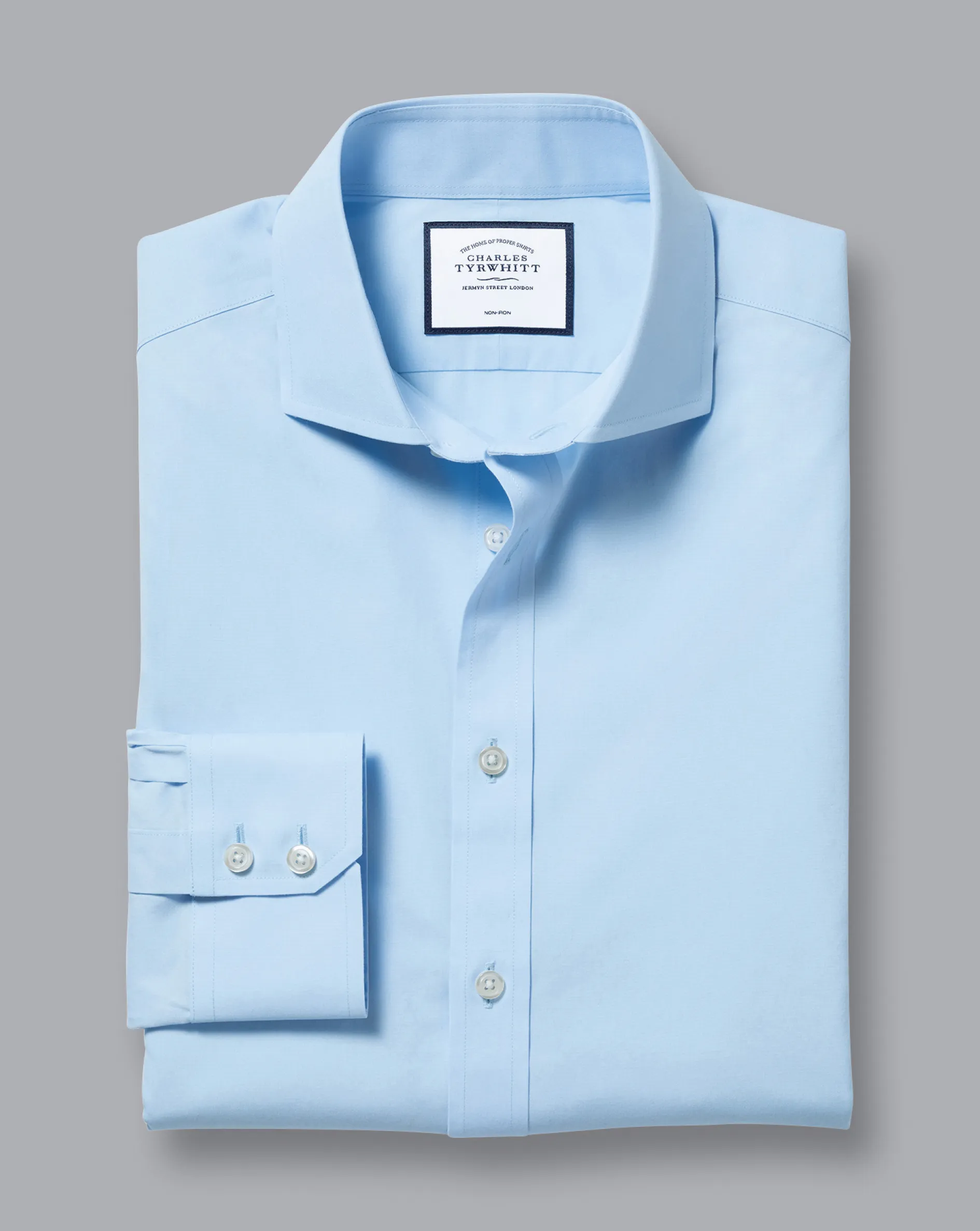 Sale Charles Tyrwhitt Spread Collar Non-Iron Poplin Shirt - Blue Sky