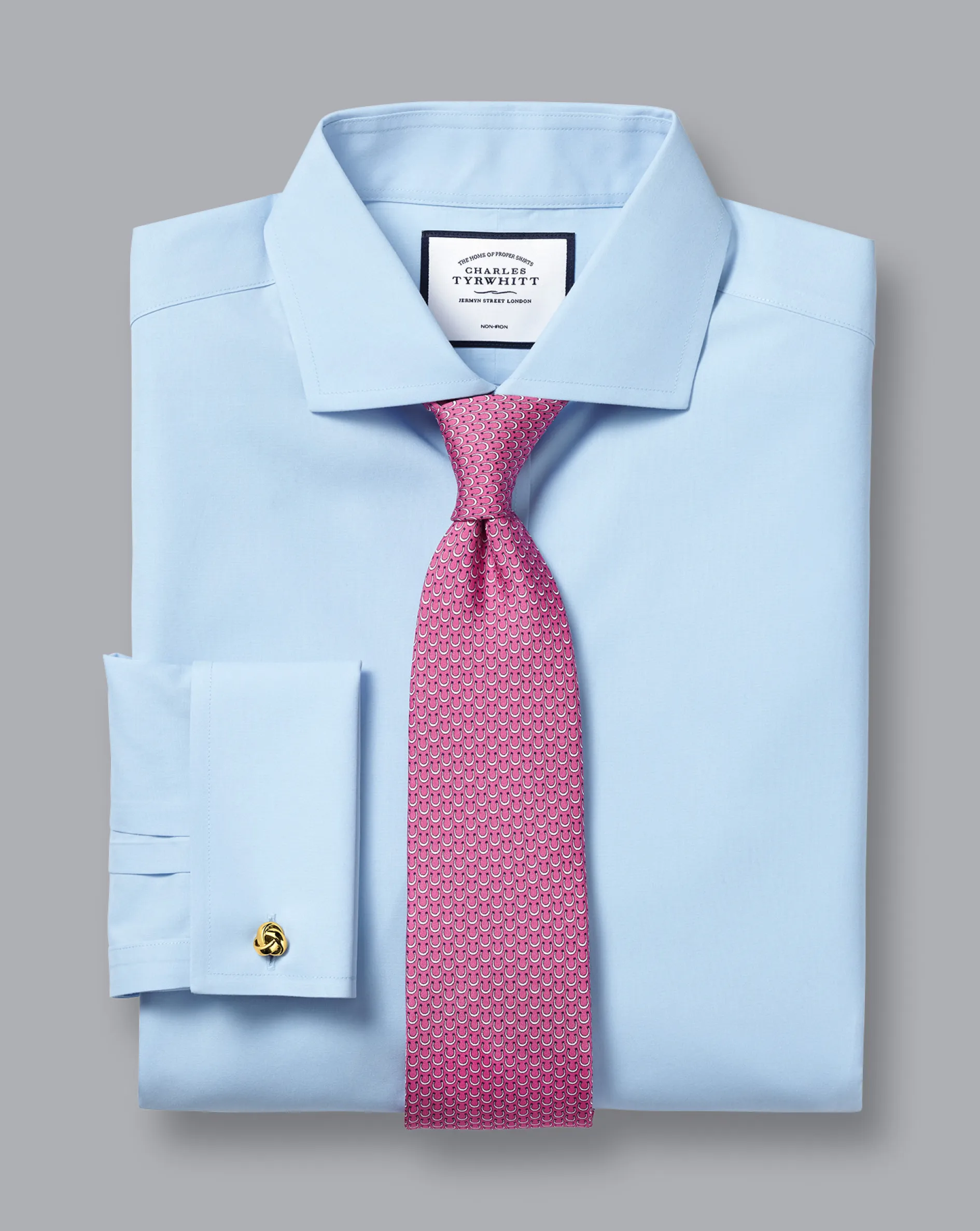 Sale Charles Tyrwhitt Spread Collar Non-Iron Poplin Shirt - Blue Sky