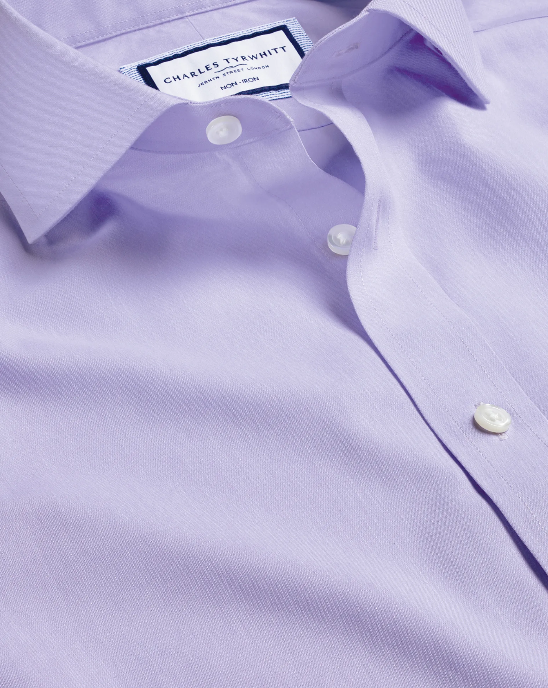 Fashion Charles Tyrwhitt Spread Collar Non-Iron Poplin Shirt - Purple Lilac