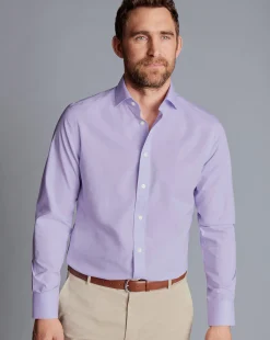 Fashion Charles Tyrwhitt Spread Collar Non-Iron Poplin Shirt - Purple Lilac