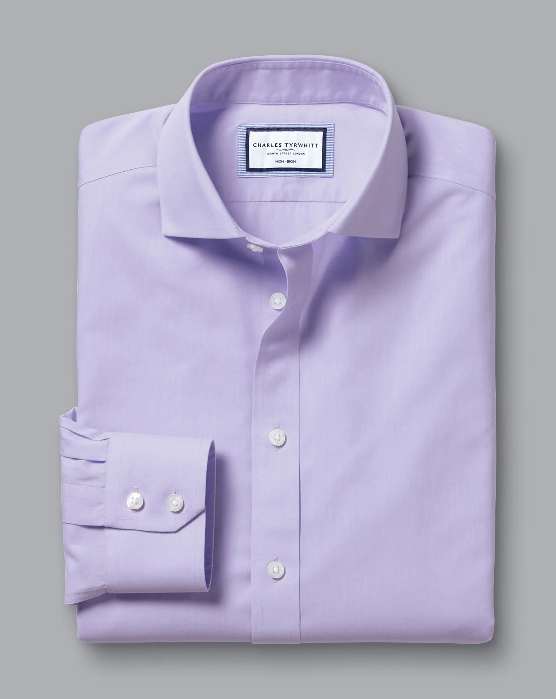Fashion Charles Tyrwhitt Spread Collar Non-Iron Poplin Shirt - Purple Lilac