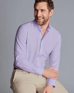 Fashion Charles Tyrwhitt Spread Collar Non-Iron Poplin Shirt - Purple Lilac