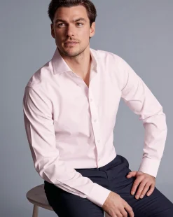 New Charles Tyrwhitt Spread Collar Non-Iron Poplin Shirt - Light Pink