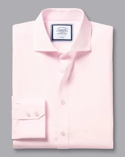 New Charles Tyrwhitt Spread Collar Non-Iron Poplin Shirt - Light Pink