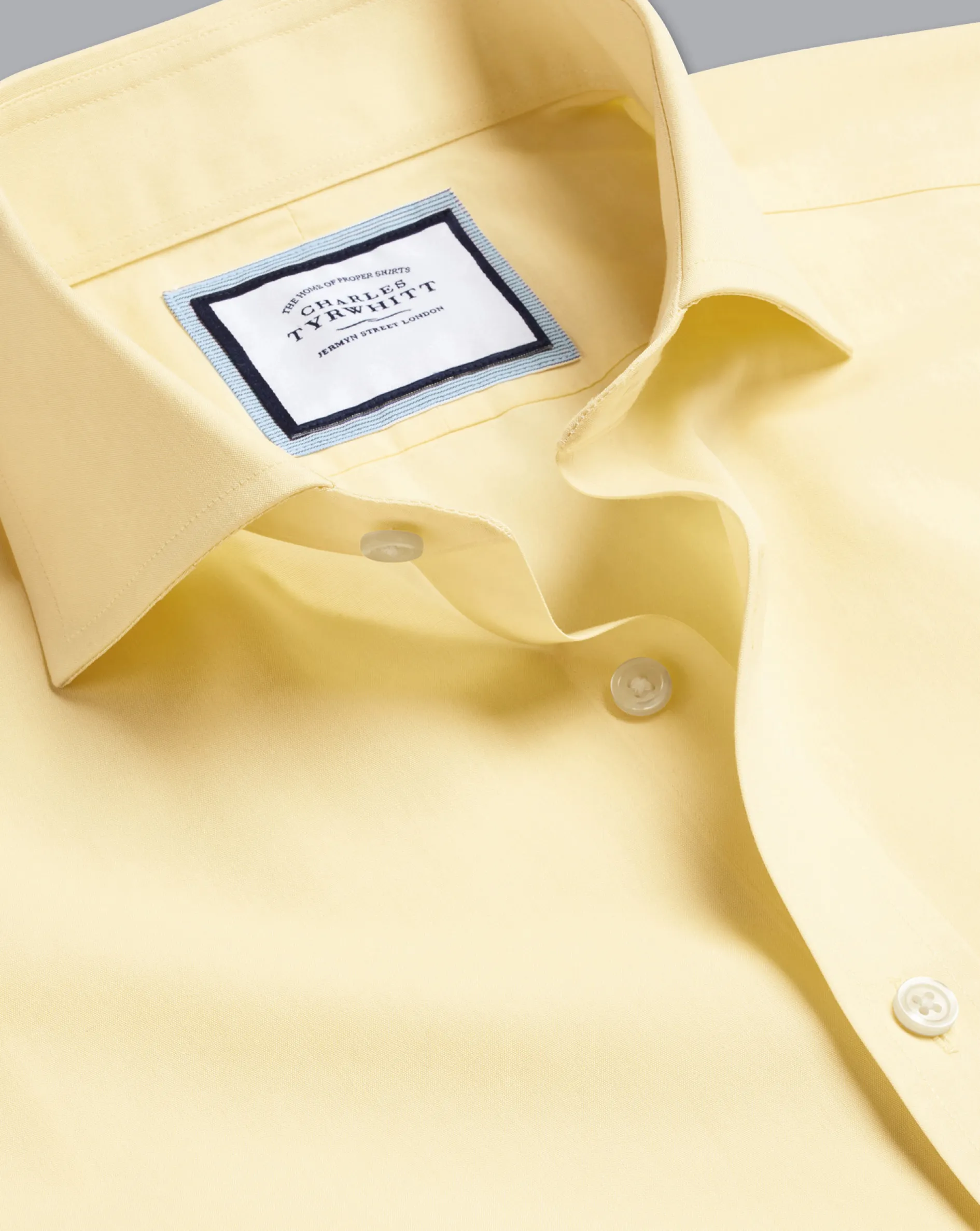 Fashion Charles Tyrwhitt Spread Collar Non-Iron Poplin Shirt - Lemon Yellow