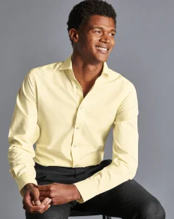 Fashion Charles Tyrwhitt Spread Collar Non-Iron Poplin Shirt - Lemon Yellow