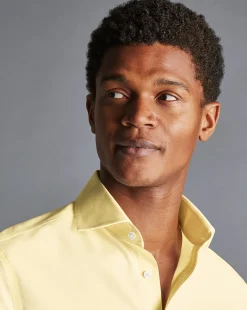 Fashion Charles Tyrwhitt Spread Collar Non-Iron Poplin Shirt - Lemon Yellow
