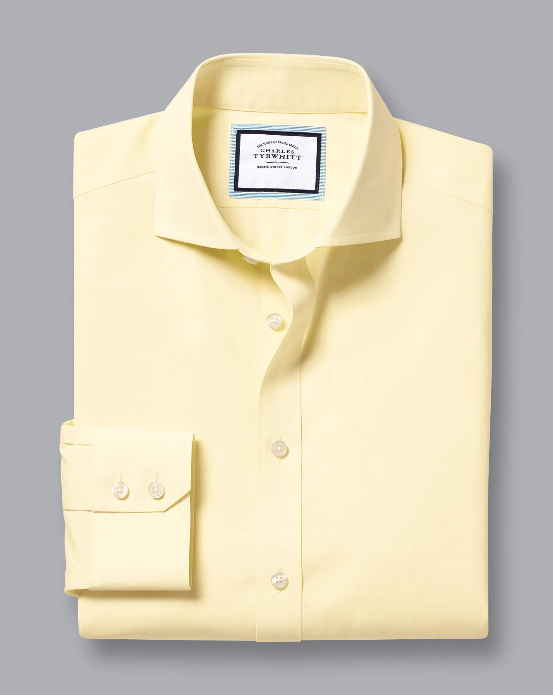 Fashion Charles Tyrwhitt Spread Collar Non-Iron Poplin Shirt - Lemon Yellow