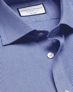 Hot Charles Tyrwhitt Spread Collar Non-Iron Puppytooth Shirt - Blue Royal