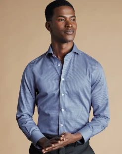 Hot Charles Tyrwhitt Spread Collar Non-Iron Puppytooth Shirt - Blue Royal