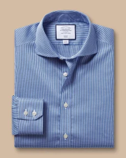 Hot Charles Tyrwhitt Spread Collar Non-Iron Puppytooth Shirt - Blue Royal