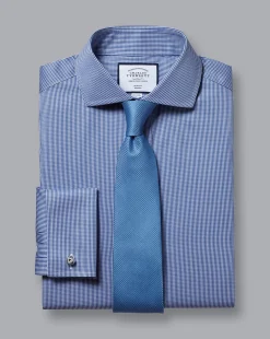 Hot Charles Tyrwhitt Spread Collar Non-Iron Puppytooth Shirt - Blue Royal
