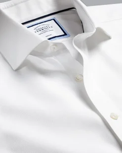 Best Charles Tyrwhitt Spread Collar Non-Iron Regent Weave Shirt - White