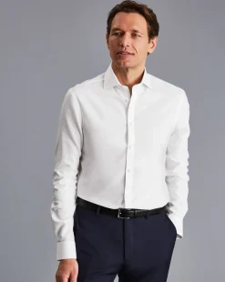 Best Charles Tyrwhitt Spread Collar Non-Iron Regent Weave Shirt - White