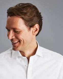 Best Charles Tyrwhitt Spread Collar Non-Iron Regent Weave Shirt - White