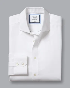 Best Charles Tyrwhitt Spread Collar Non-Iron Regent Weave Shirt - White