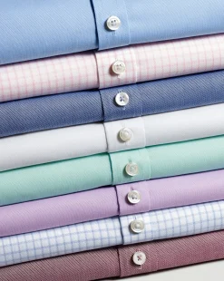Outlet Charles Tyrwhitt Spread Collar Non-Iron Regent Weave Check Shirt - Pink