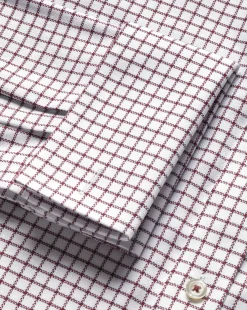 Fashion Charles Tyrwhitt Spread collar Non-Iron Richmond Weave Check Shirt - Red Wine