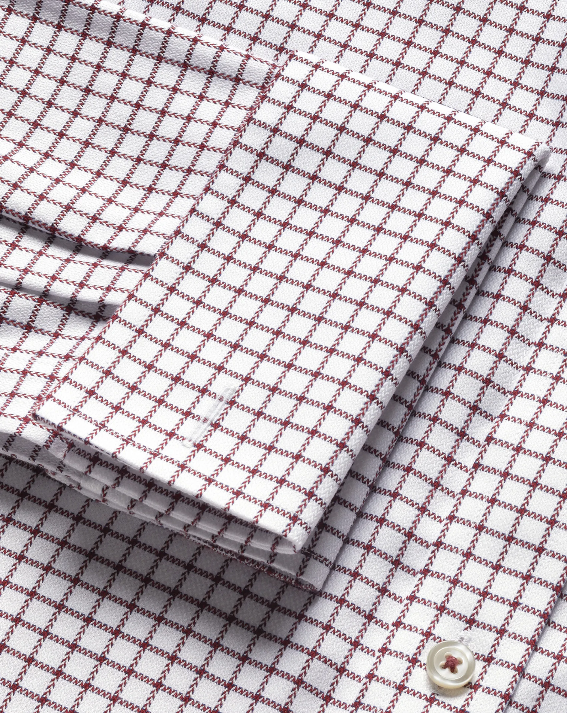 Fashion Charles Tyrwhitt Spread collar Non-Iron Richmond Weave Check Shirt - Red Wine