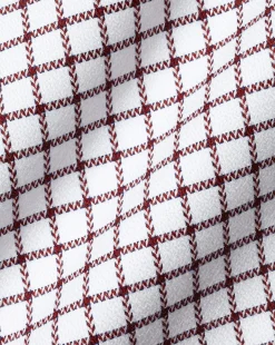 Fashion Charles Tyrwhitt Spread collar Non-Iron Richmond Weave Check Shirt - Red Wine