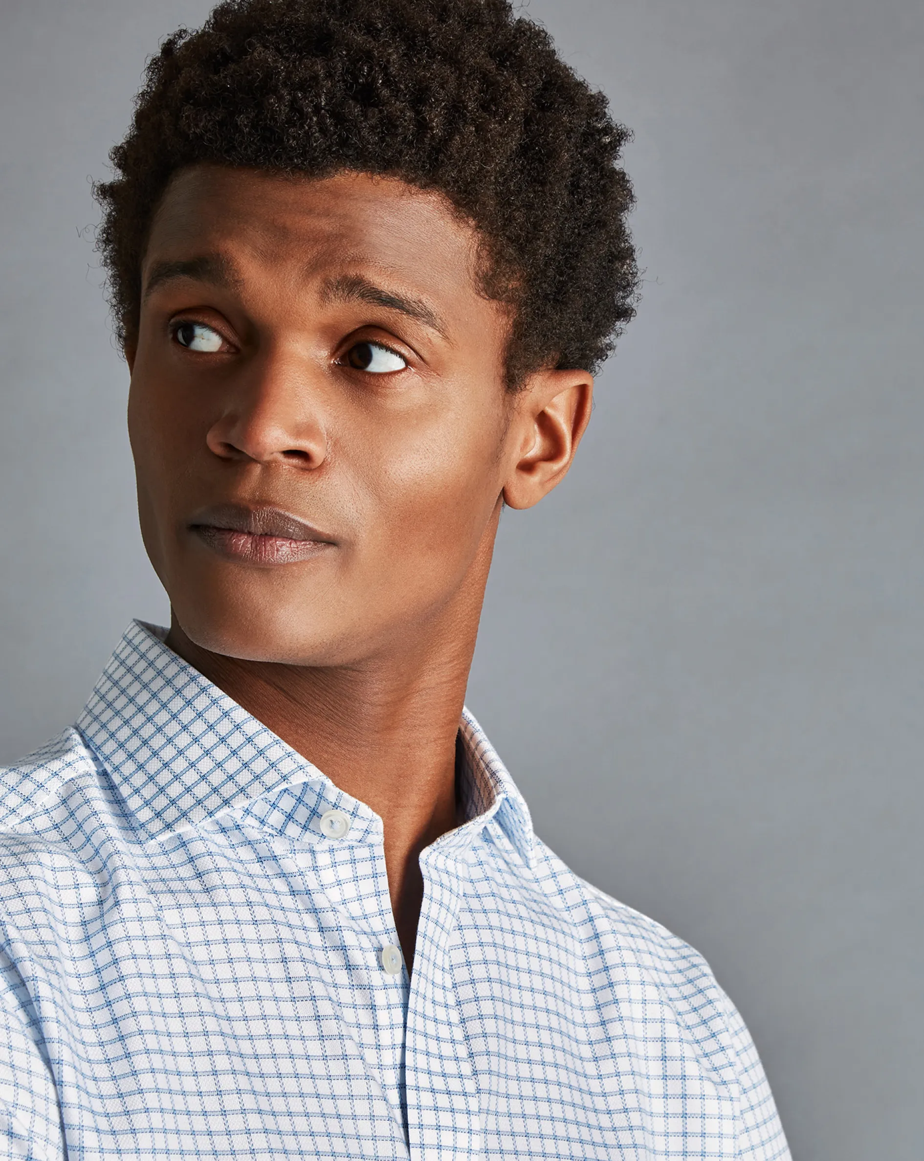 Flash Sale Charles Tyrwhitt Spread collar Non-Iron Richmond Weave Check Shirt - Cornflower Blue