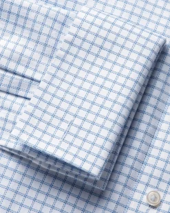 Flash Sale Charles Tyrwhitt Spread collar Non-Iron Richmond Weave Check Shirt - Cornflower Blue