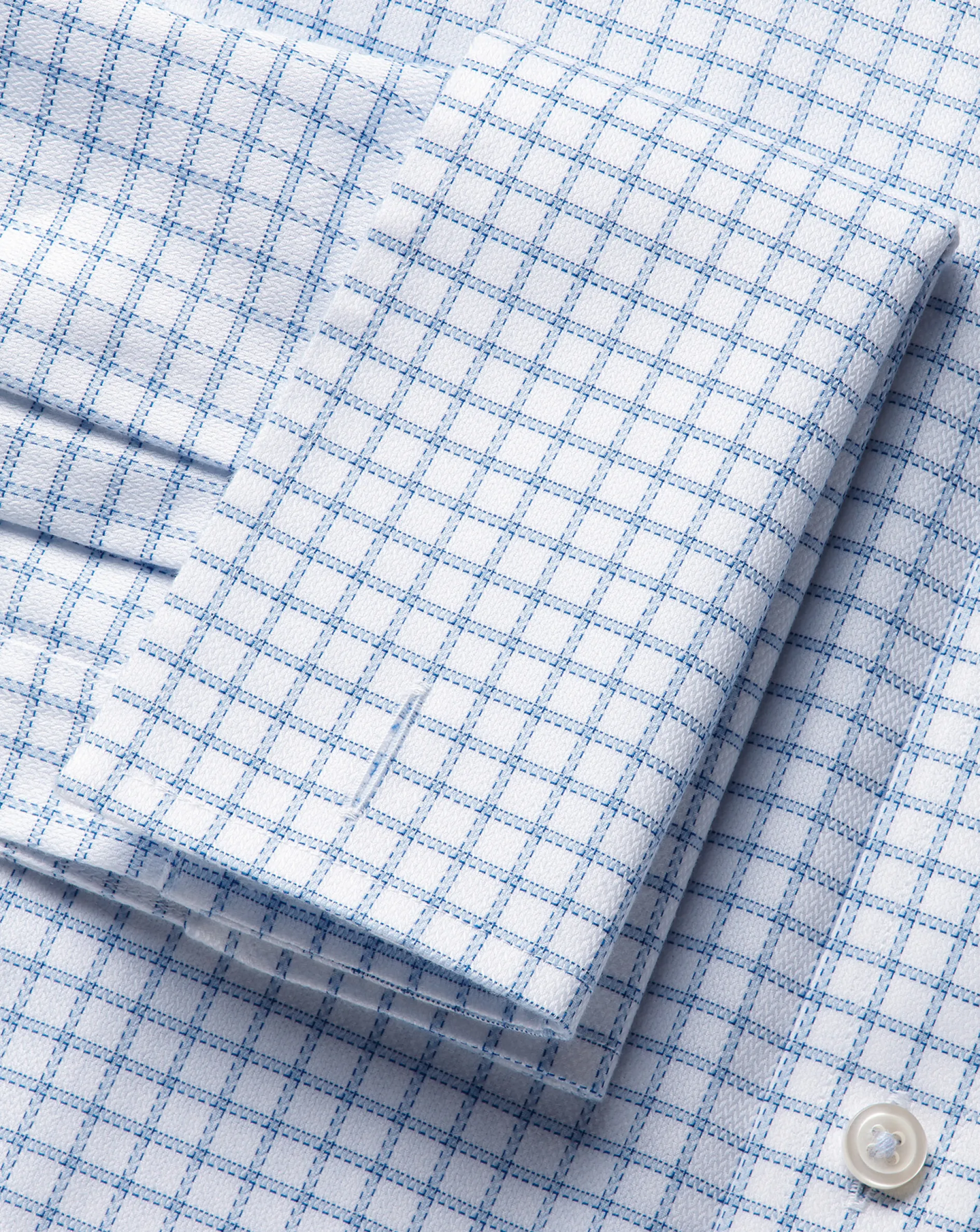 Flash Sale Charles Tyrwhitt Spread collar Non-Iron Richmond Weave Check Shirt - Cornflower Blue