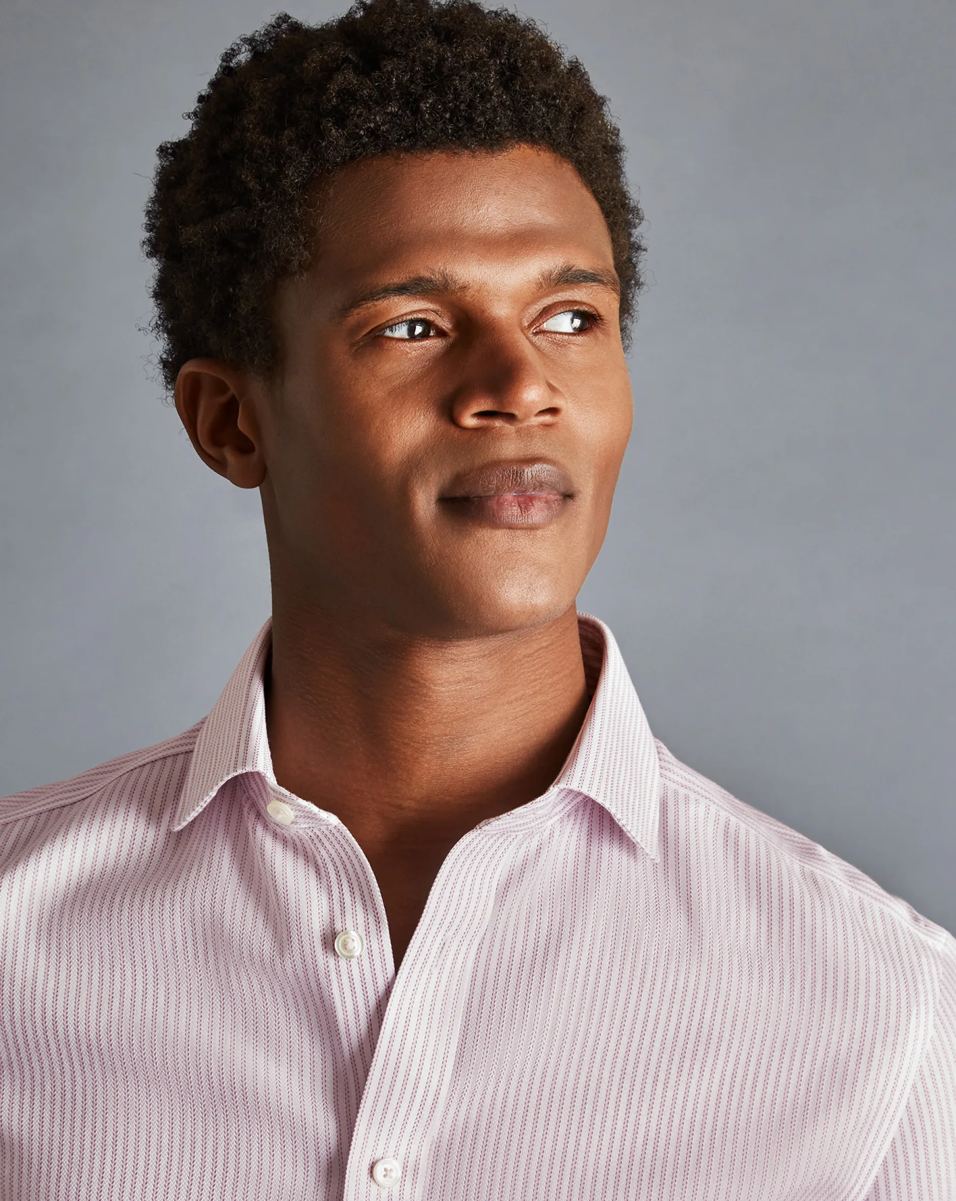 Discount Charles Tyrwhitt Spread collar Non-Iron Richmond Weave Stripe Shirt - Light Pink