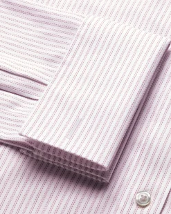 Discount Charles Tyrwhitt Spread collar Non-Iron Richmond Weave Stripe Shirt - Light Pink