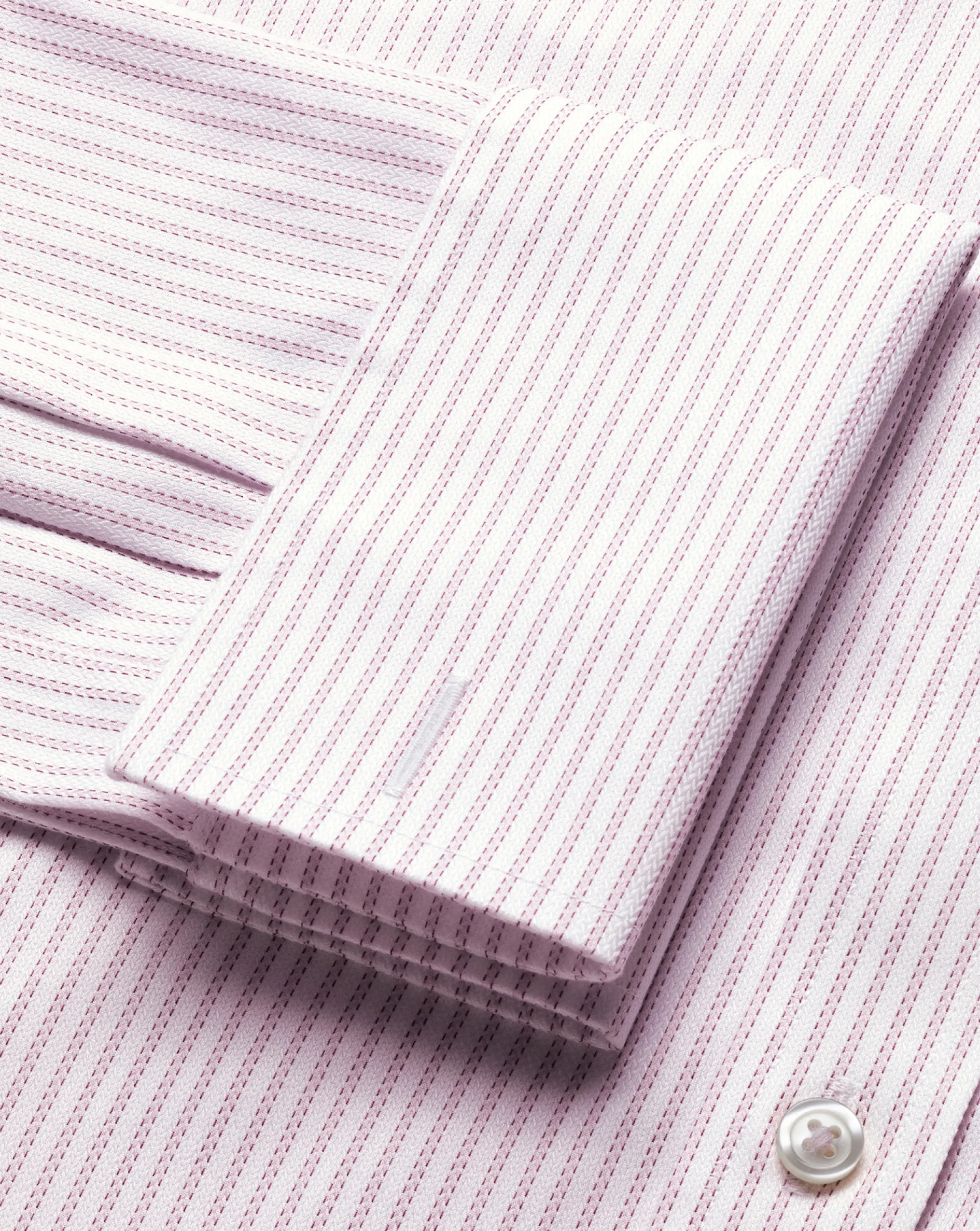 Discount Charles Tyrwhitt Spread collar Non-Iron Richmond Weave Stripe Shirt - Light Pink