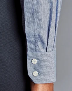New Charles Tyrwhitt Spread Collar Non-Iron Richmond Weave Shirt - Blue Indigo