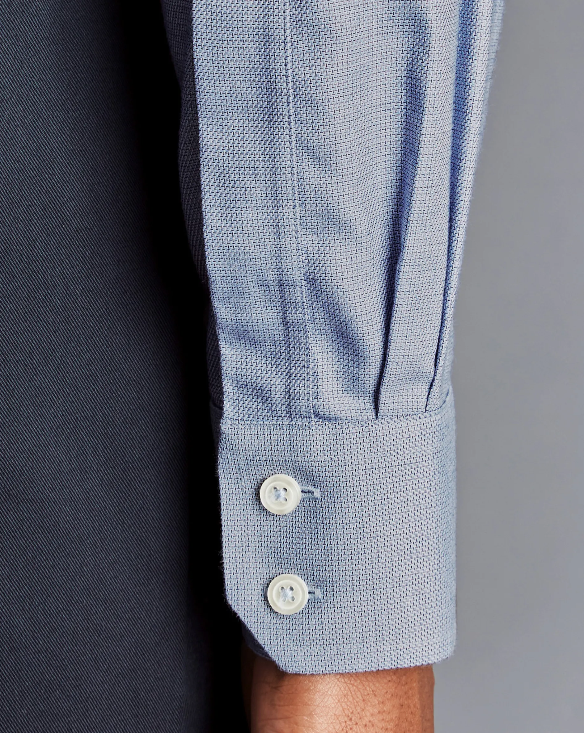 New Charles Tyrwhitt Spread Collar Non-Iron Richmond Weave Shirt - Blue Indigo