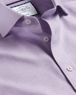 Cheap Charles Tyrwhitt Spread collar Non-Iron Richmond Weave Shirt - Mauve Mauve Purple
