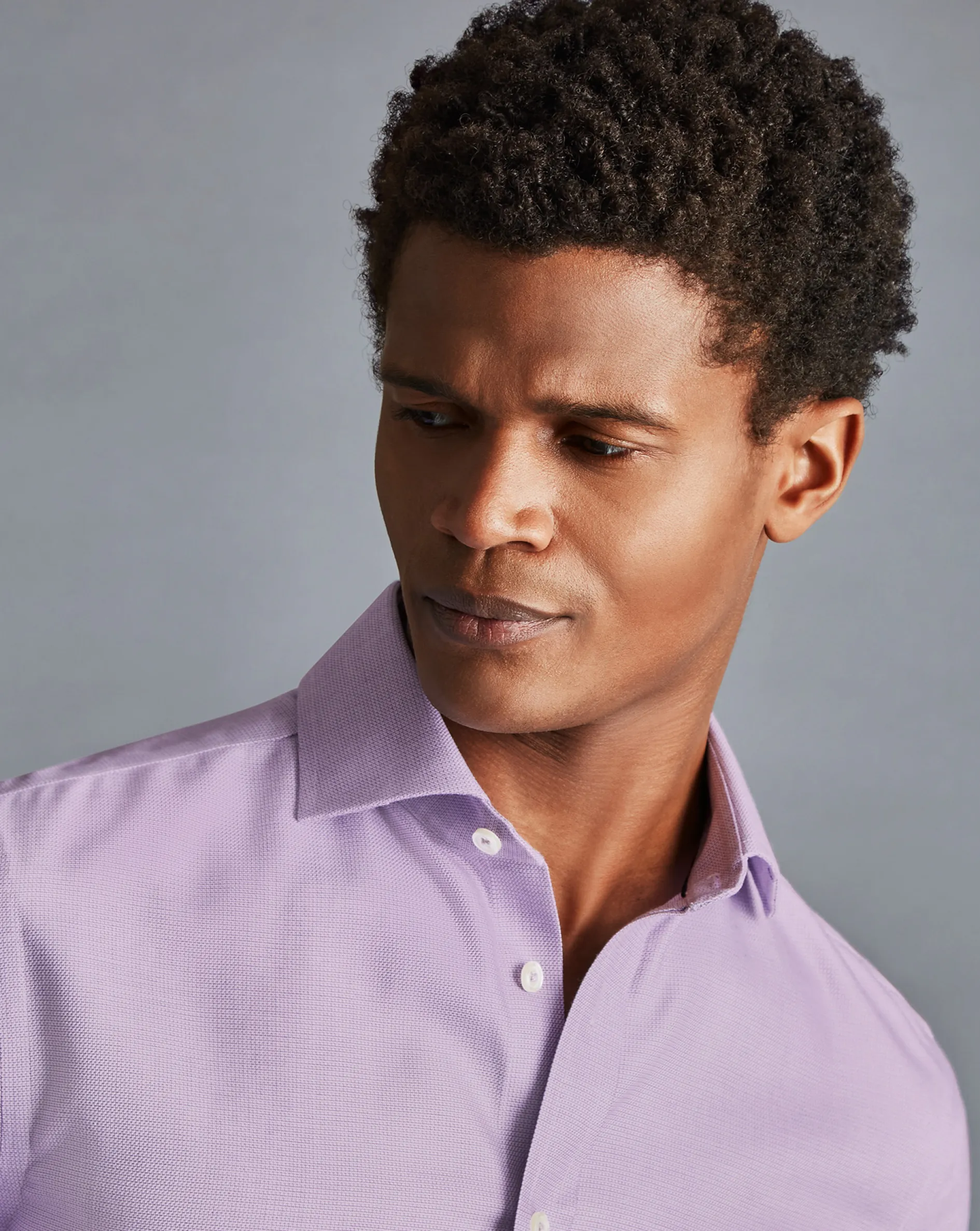 Cheap Charles Tyrwhitt Spread collar Non-Iron Richmond Weave Shirt - Mauve Mauve Purple